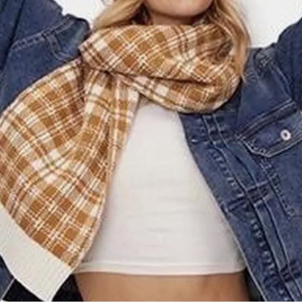 Timberland Camel Ivory Plaid Scarf